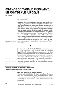cent ans de pratique associative : un point de vue juridique
