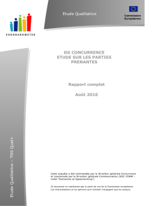 Etude Qualitative DG CONCURRENCE ETUDE SUR LES PARTIES