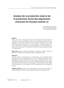 Analyse de la production orale et de la production écrite des