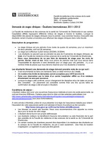 Demande de stages cliniques - Étudiants internationaux 2011-2012