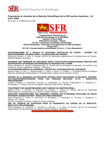 Programme et résumés de la Matinée Scientifique de la SFR section