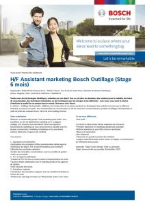 H/F Assistant marketing Bosch Outillage (Stage 6 mois)