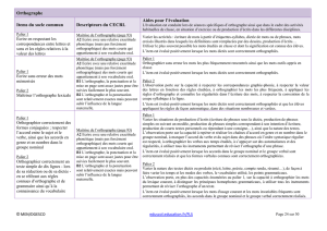 Orthographe Items du socle commun Descripteurs du CECRL Aides