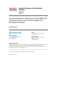 Les mouvements de subsistance et le problème de l`économie