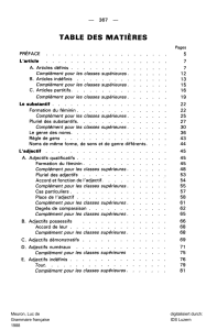 TABLE DES MATIERES