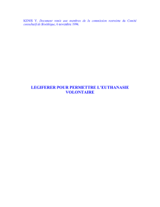 Légiférer pour permettre l`euthanasie volontaire. Document de 33