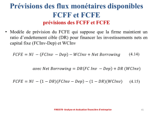 Prévisions des flux monétaires disponibles FCFF et FCFE