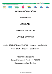 Corrigé BAC 2015 - Anglais LV1 - STL - Izi-Bac