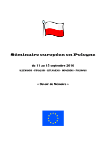 Séminaire européen en Pologne du 11 au 15 septembre 2016