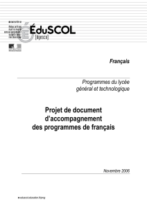 Projet de document d`accompagnement des programmes de Français