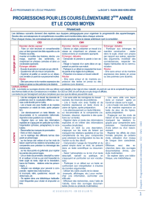 1 progressions pour les cours élémentaire 2 année et le cours moyen