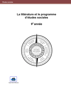 La littérature et le programme d`études sociales – 9e