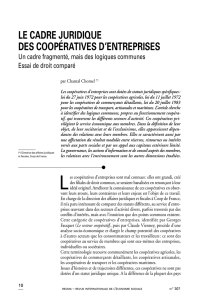 le cadre juridique des coopératives d`entreprises