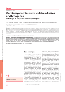 Revue Cardiomyopathies ventriculaires droites arythmogènes