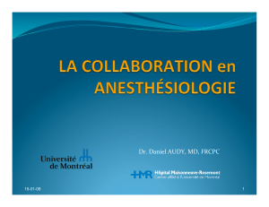 La collaboration en anesthésiologie
