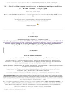 2011 : La réhabilitation psychosociale des patients
