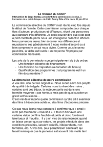 La réforme du COSIP La commission sélective du COSIP s`est