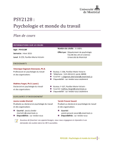 PSY2128 : Psychologie et monde du travail