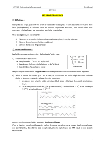 LES DROGUES A LIPIDES 1) Définition : 2) Structure chimique :