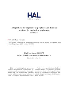 Intégration des expressions polylexicales dans un - Dumas