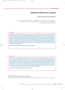 IMMUNOTHÉRAPIE DES CANCERS CANCER IMMUNOTHERAPY