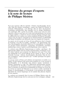 Réponse du groupe d`experts au propos de Philippe Meirieu