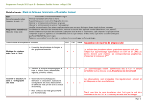 CM1 CM2 6ème Proposition de repères de progressivité