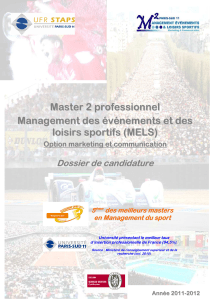 MASTER 2 MELS - Dossier de candidature - UFR STAPS Paris-Sud