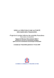 Vers la création d`une autorité des marchés financiers