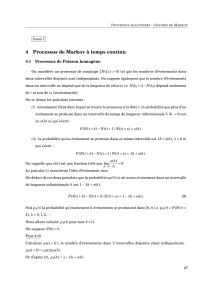 Cours 7Processus de Markov à temps continu / Processus de Poisson