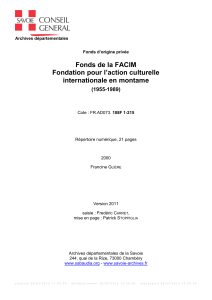 Fonds de la FACIM - Les Archives départementales de la Savoie