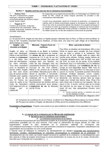 THEME 1 : CROISSANCE, FLUCTUATIONS ET CRISES Section 1