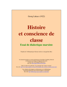 Georg Lukacs- histoire et conscience de classe