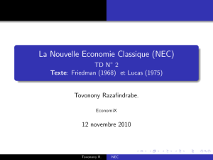 La Nouvelle Economie Classique (NEC)