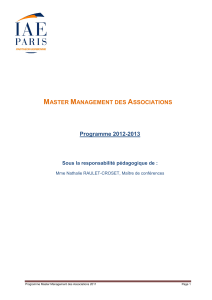 MASTER MANAGEMENT DES ASSOCIATIONS