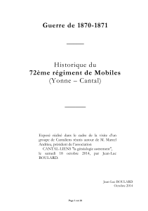 Historique du 72ème régiment de Mobiles Yonne - Cantal
