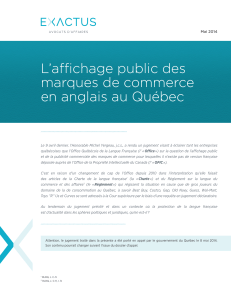 L`affichage public des marques de commerce en anglais au Québec