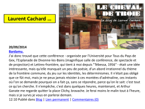 Laurent Cachard extrait de son `blog`