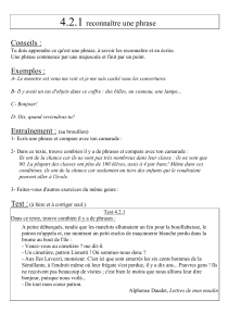 4.2.1 reconnaître une phrase Conseils : Exemples : Entraînement