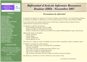 Référentiel d`Activité Infirmier Ressource Douleur (IRD)