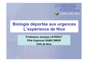 Biologie déportée aux urgences L`expérience de Nice