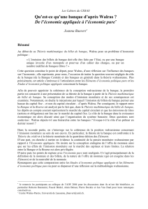 Qu`est-ce qu`une banque d`après Walras ? De l`économie