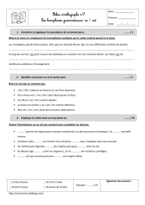 Bilan d`orthographe n°7 Les homophones grammaticaux: on / ont