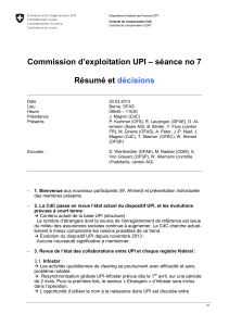Commission d`exploitation UPI – séance no 7 Résumé et décisions
