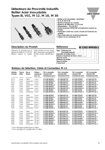 Détecteurs de Proximité Inductifs Boîtier Acier Inoxydable Types EI