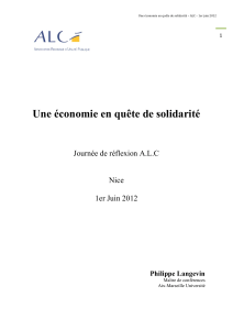 Une économie en quête de solidarité – ALC – 1er juin 2012