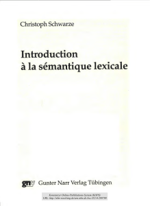 Introduction à la sémantique lexicale - KOPS Konstanz