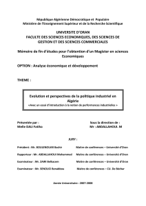 Evolution et perspectives de la politique industriel en Algérie