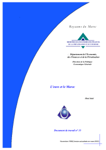 L`Euro et le Maroc - Ministère de l`Economie et des Finances