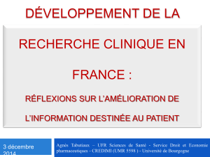 Développement de la recherche clinique en France : Réflexions sur